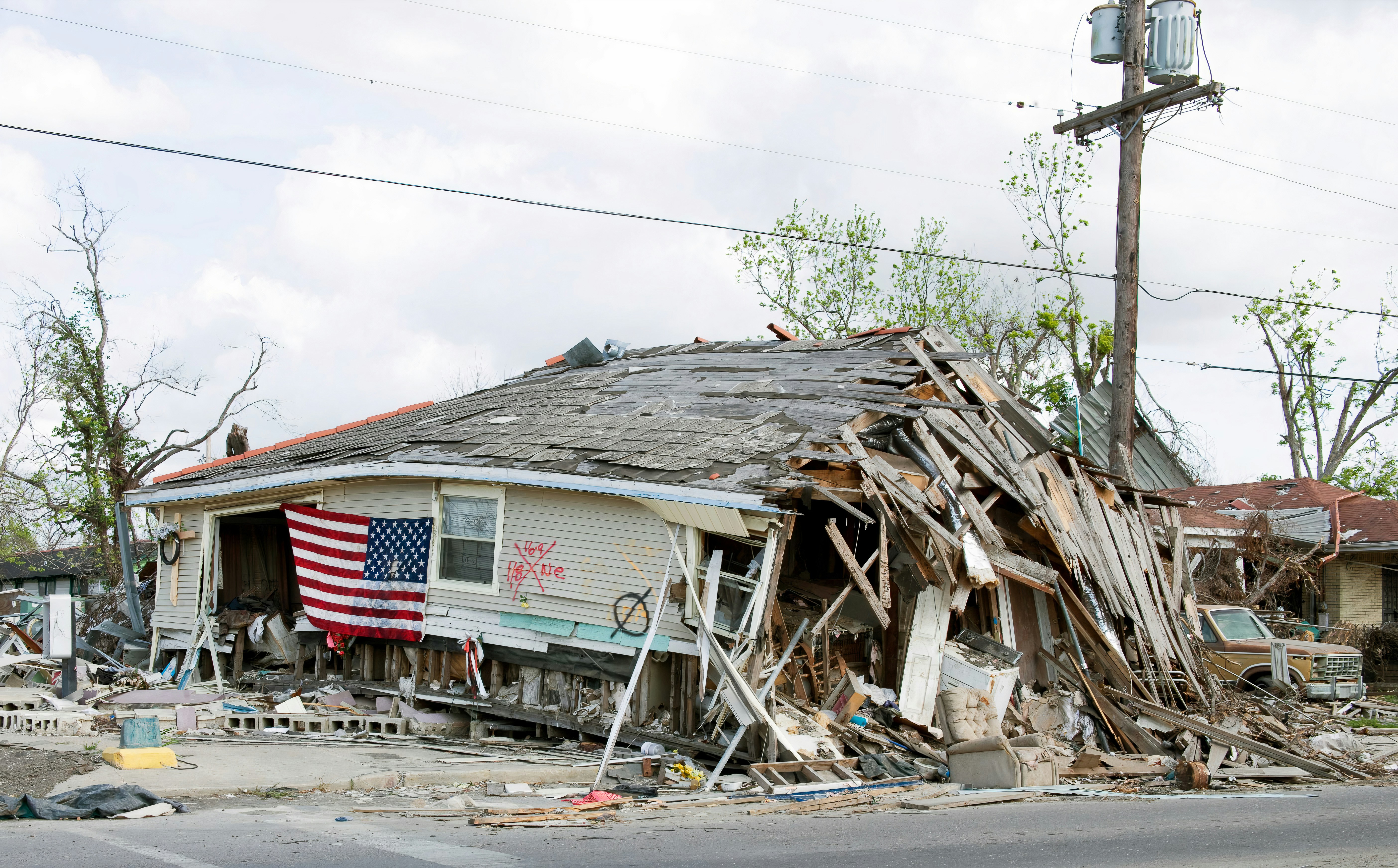 Barber Shop located in Ninth Ward, New Orleans, Louisiana, damaged by Hurricane Katrina in 2005